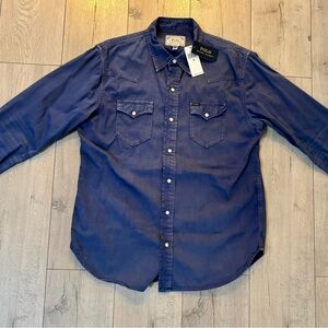 Ralph Lauren Men's Casual  Cowboy Blue Button Down Shirt Sz Large
